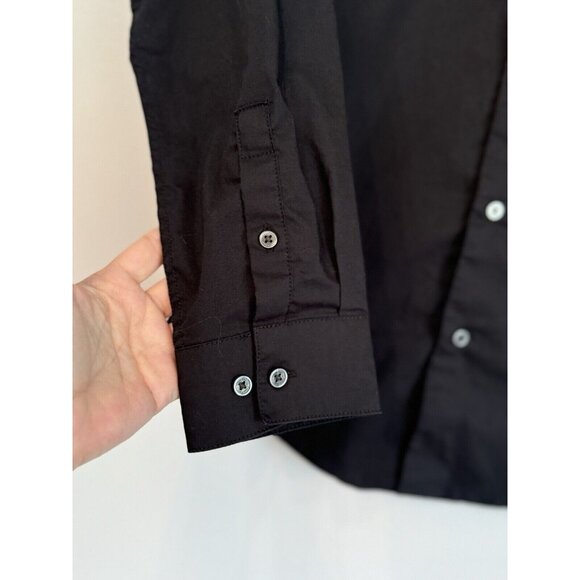 Calvin Klein Womens Slim Fit Stretch Button Up Career Top Sz 16 Black Minimalist - Picture 4 of 8